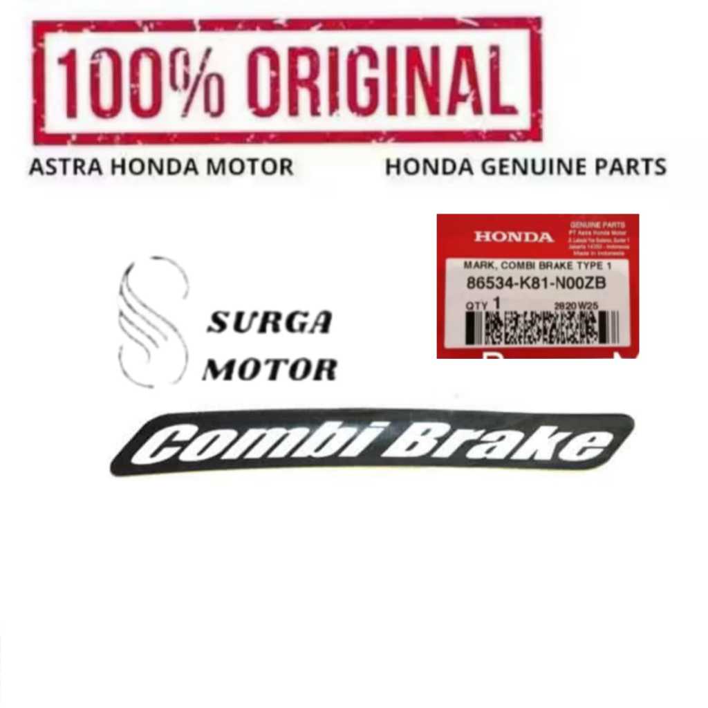 Stiker Setiker Logo Tempelan Mark Combi Brake Type 1 Motor BeAT K1A eSP K81 Genio 2020 2021 2022 202