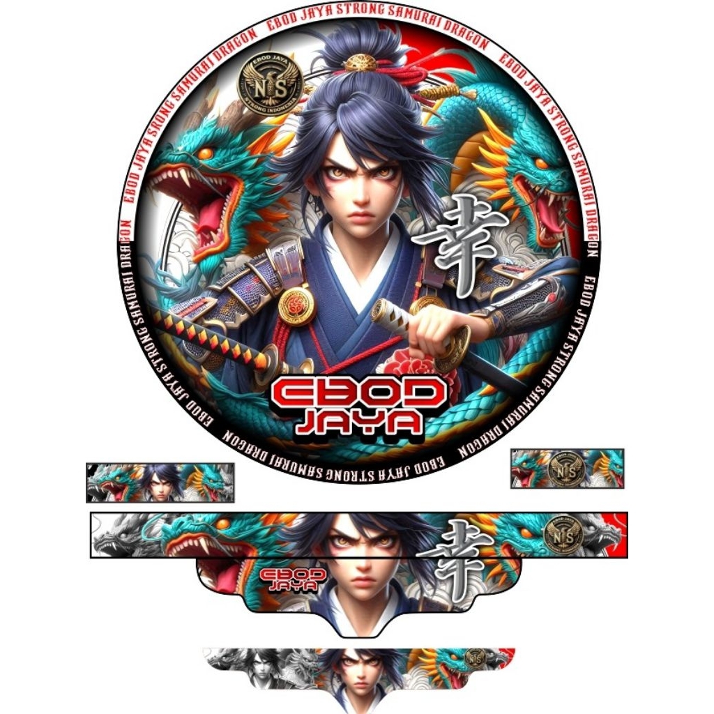 Sticker decal sangkar burung murai Ebod jaya no2 motip samurai dragon