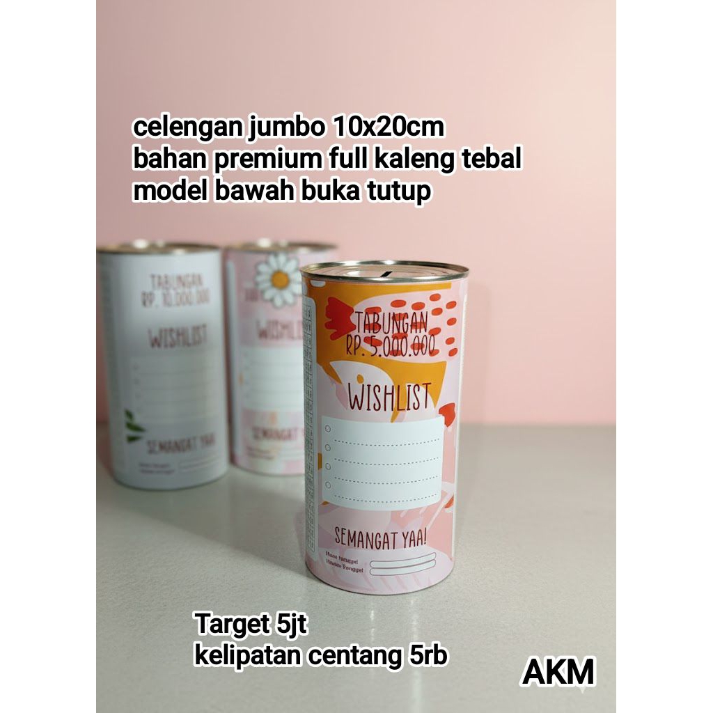 CELENGAN TARGET 5JT /5RB - TABUNGAN JUMBO UKURAN 20x10CM KAPASITAS BESAR CELENGAN TARGET MURAH CELEN