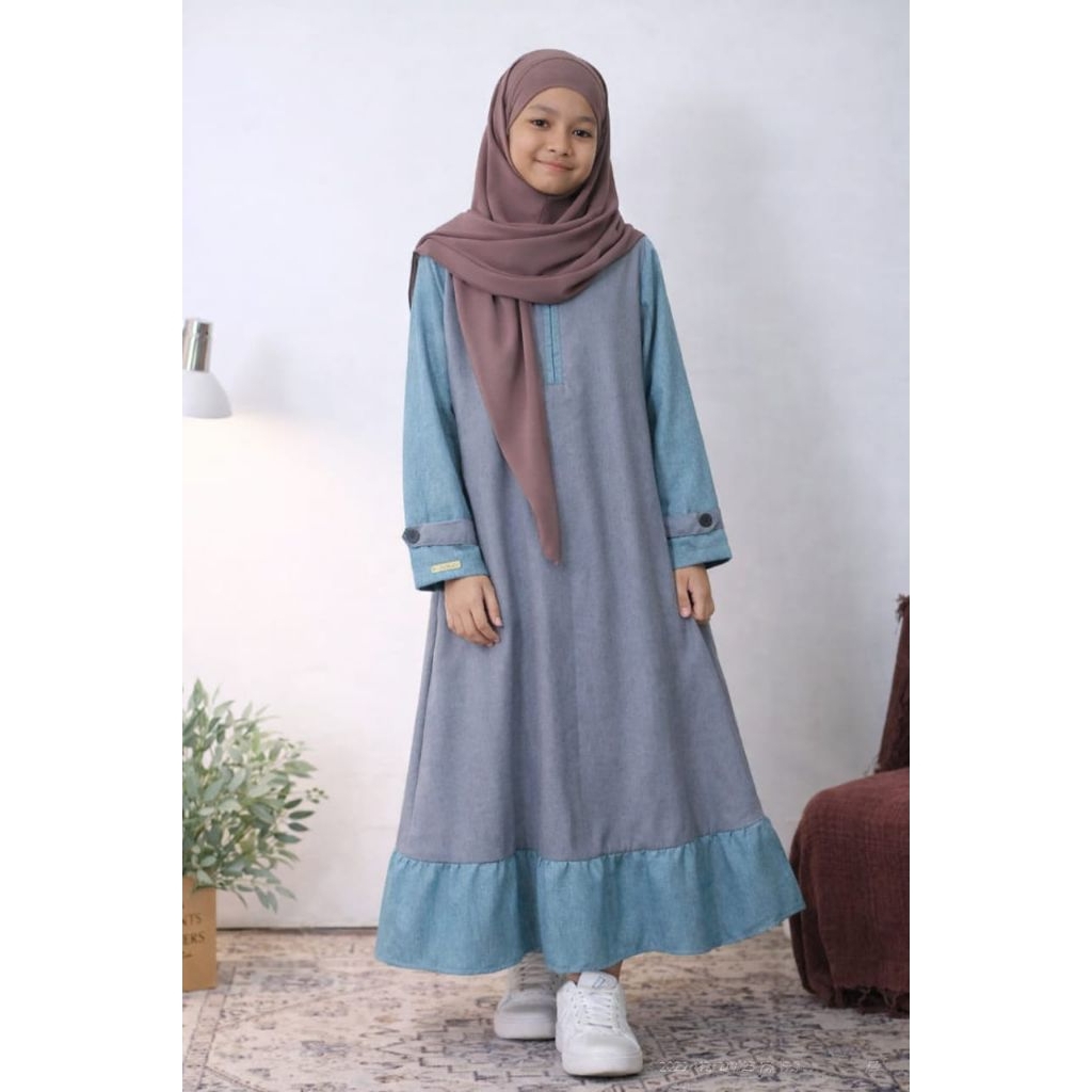 gamis anak tanggung simple/bahan katun madina