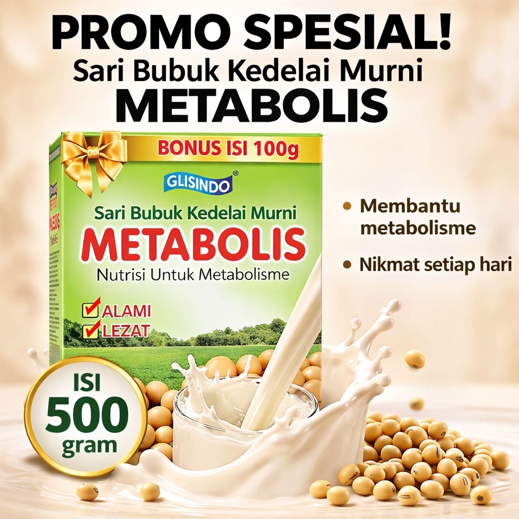 Sari Serbuk Susu Kedelai Metabolis Murni - Bubuk Kedelai 500 gram