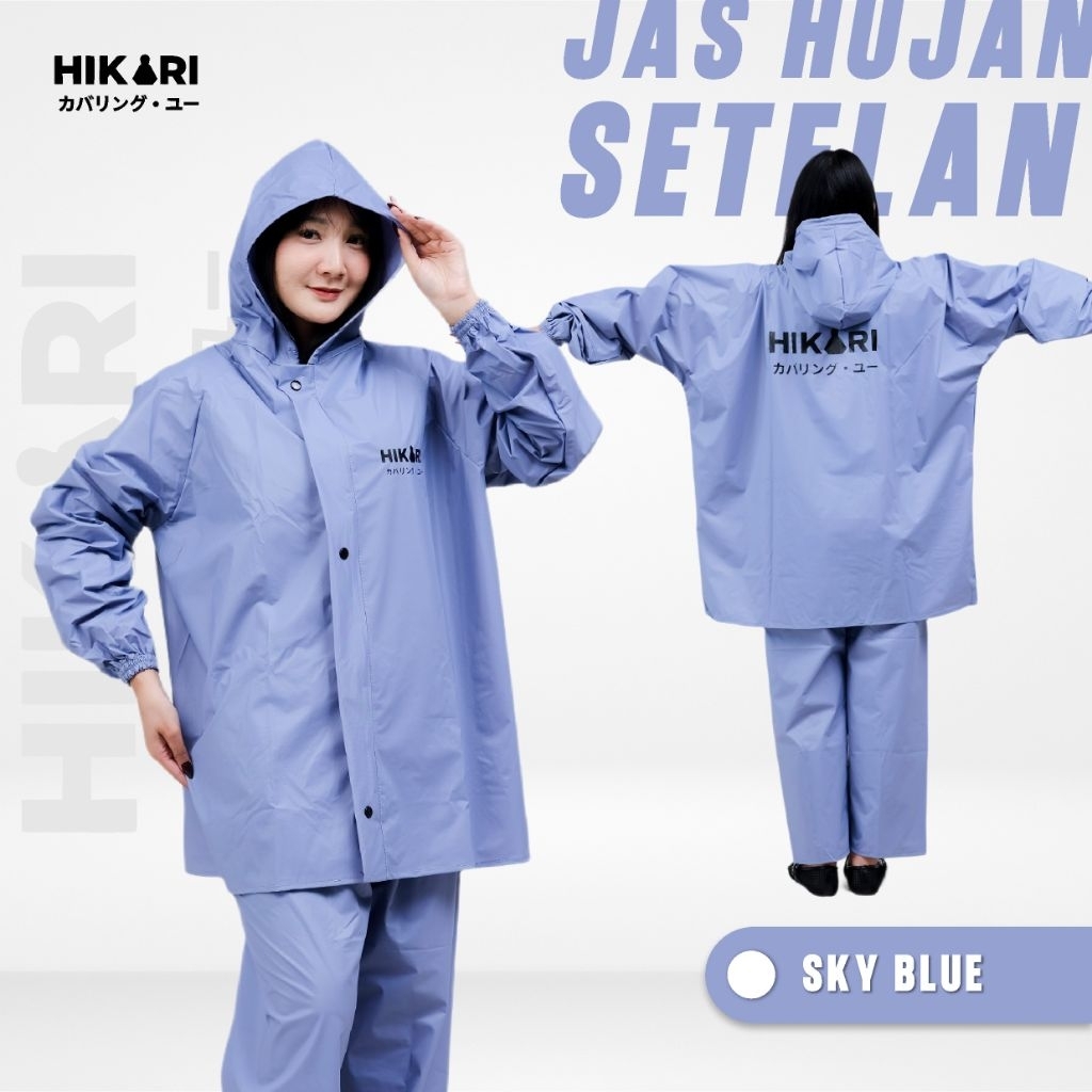 HIKARI Jas Hujan Raincoat Anti Rembes Pria Wanita Dewasa Tebal Elastis All size fit to XL