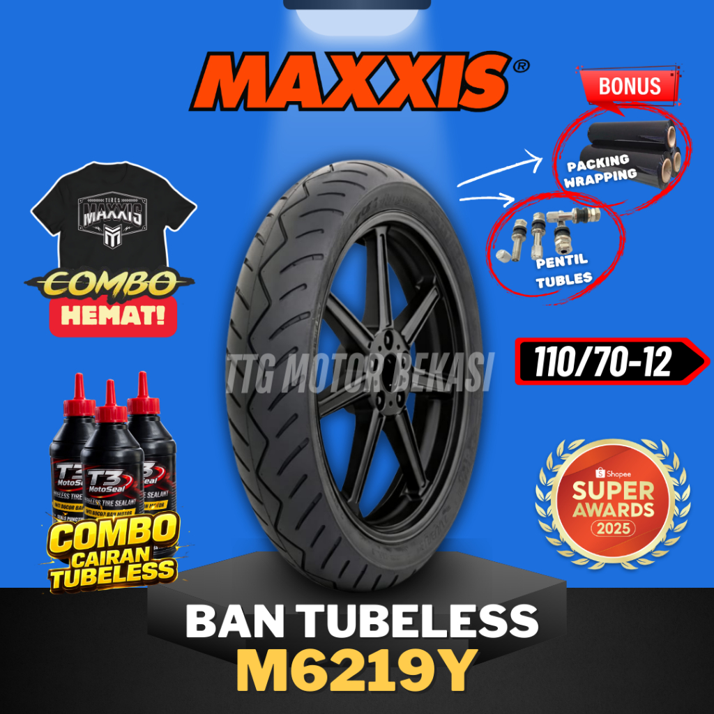 [READY COD] BAN MAXXIS M6219 Y  / M 6219 Y BAN MAXXIS RING 12 110/70-12 / BAN MAXXIS FAZZIO TUBELESS