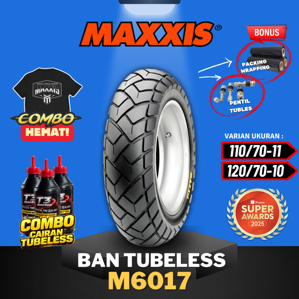 [READY COD] BAN MAXXIS M6017 RING 10 11 TUBELESS 110/70-11 / 120/70-10 / BAN MOTOR RING 10 11 MAXXIS