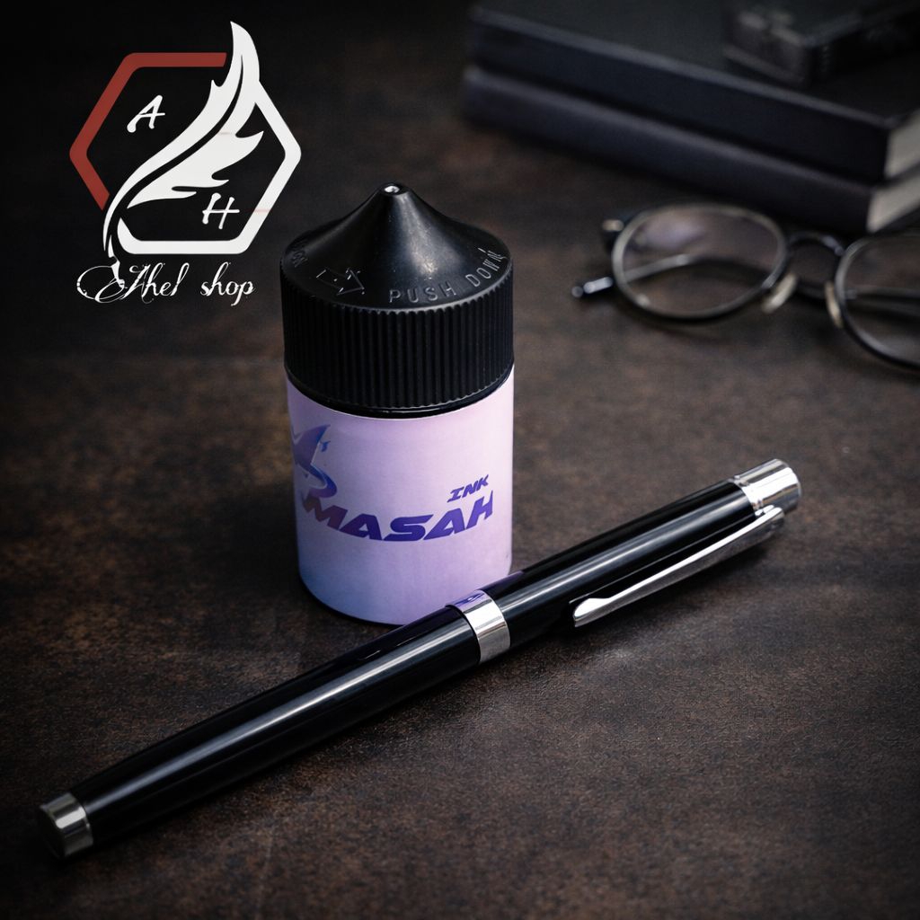 Kalam kaligrafi arab nib 1,5mm potong miring satu set tinta MasahInk