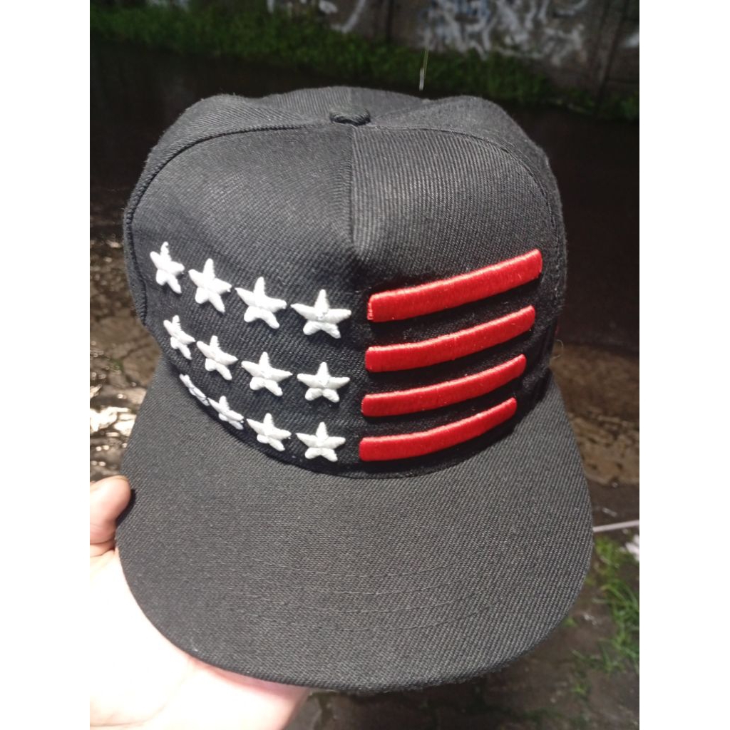 Topi Thrift Snapback Big Logo Bendera usa