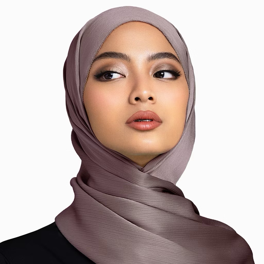 (Never been used) LAFIYE Pashmina texture premium silk scarf - silver light grey color hijab