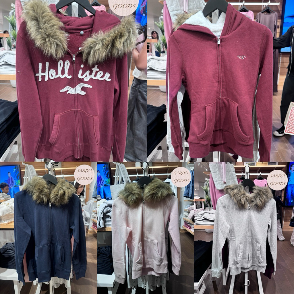 hollister jacket detachable fur hoodie