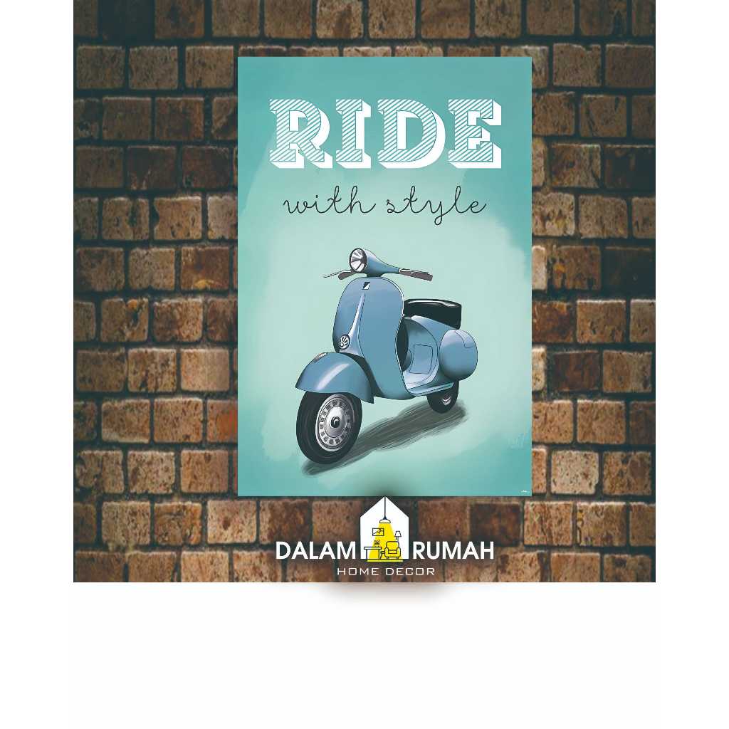 pajangan hiasan dinding kamar wall decor rumah dekorasi iklan jadul vintage RETRO VESPA RIDE