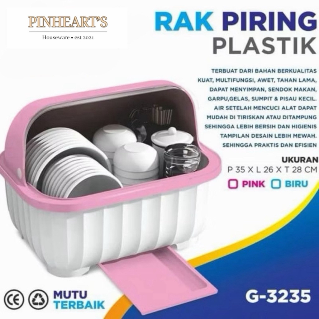 RAK PIRING PLASTIK GSF / RAK PIRING TUTUP TRANSPARANT / DISH DRAINER TEMPAT PIRING GELAS SENDOK GSF