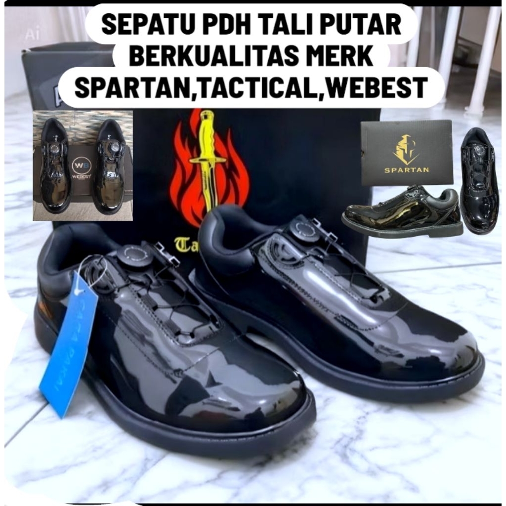 SEPATU PDH TACTICAL SPARTAN WEBEST TALI PUTAR/SEPATU PDH TALI PUTAR/TALI MAGNET TNI POLRI SECURITY U