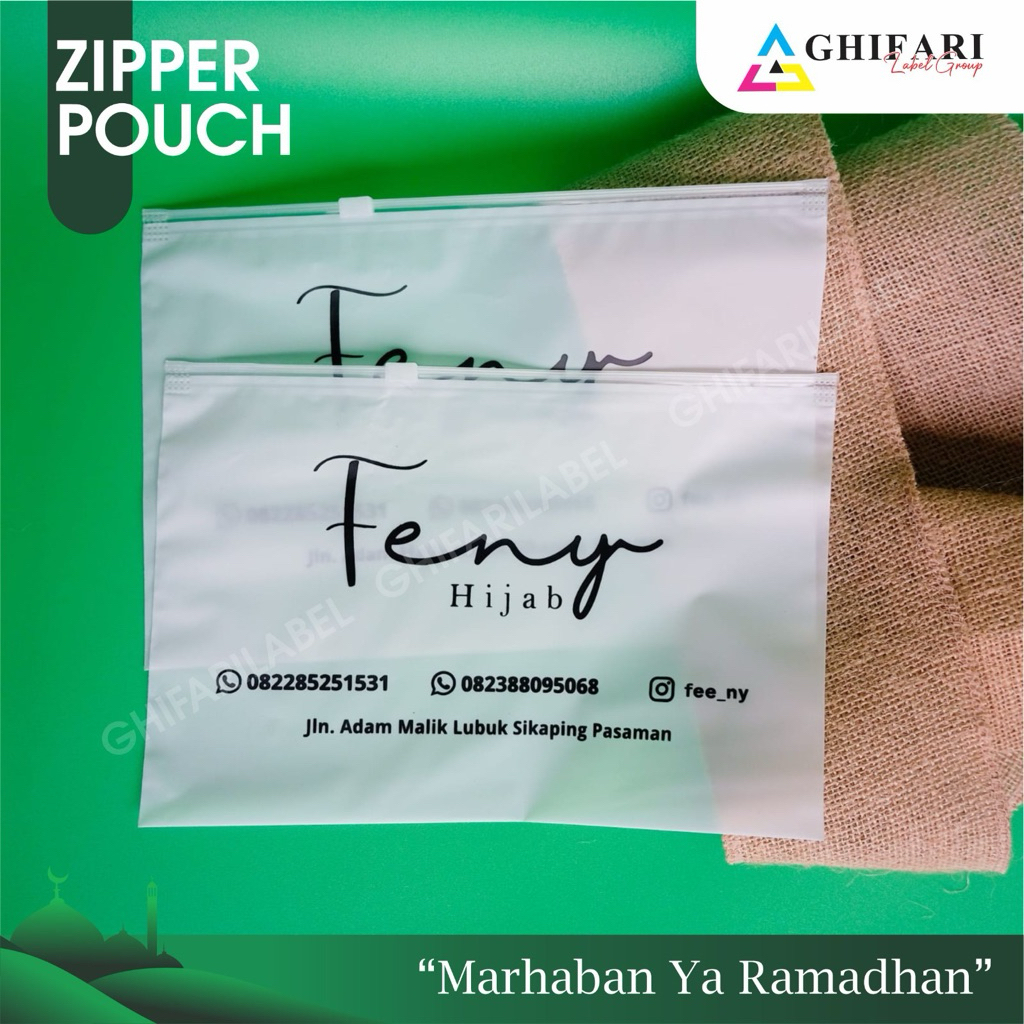 zipper bag custom hijab 100pcs,zipper scincare,kantong scincare,zipper kerudung,kantong kerudung,zip