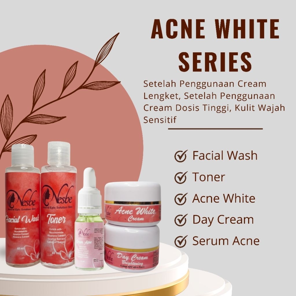 PAKET ACNE WHITE SERIES (BEKAS JERAWAT, JERAWAT ON OFF) BY NESBE SKINCARE NESBEAUTY SKINCARE