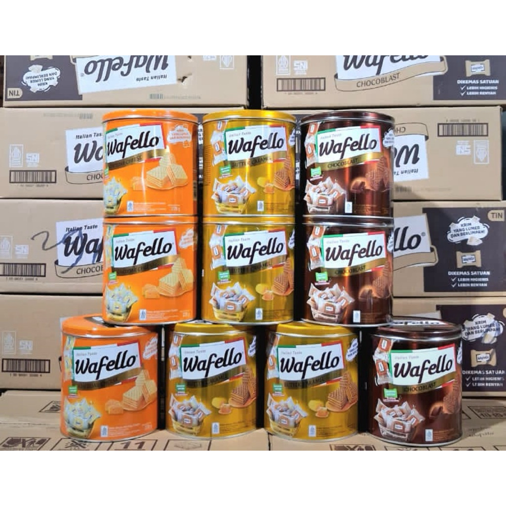 (GROSIR) WAFELLO WAFER KALENG COKELAT/KEJU/CARAMEL | ORIGINAL 100%