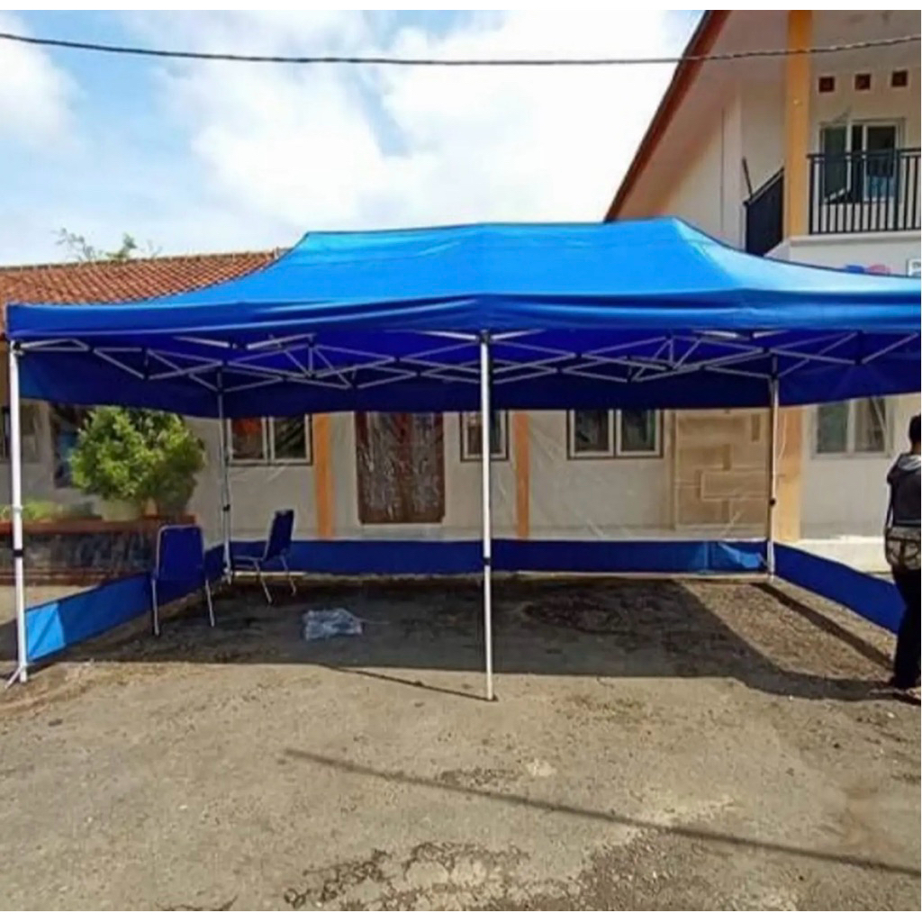 Tenda lipat matic uk 3x6 + dinding 3 sisi