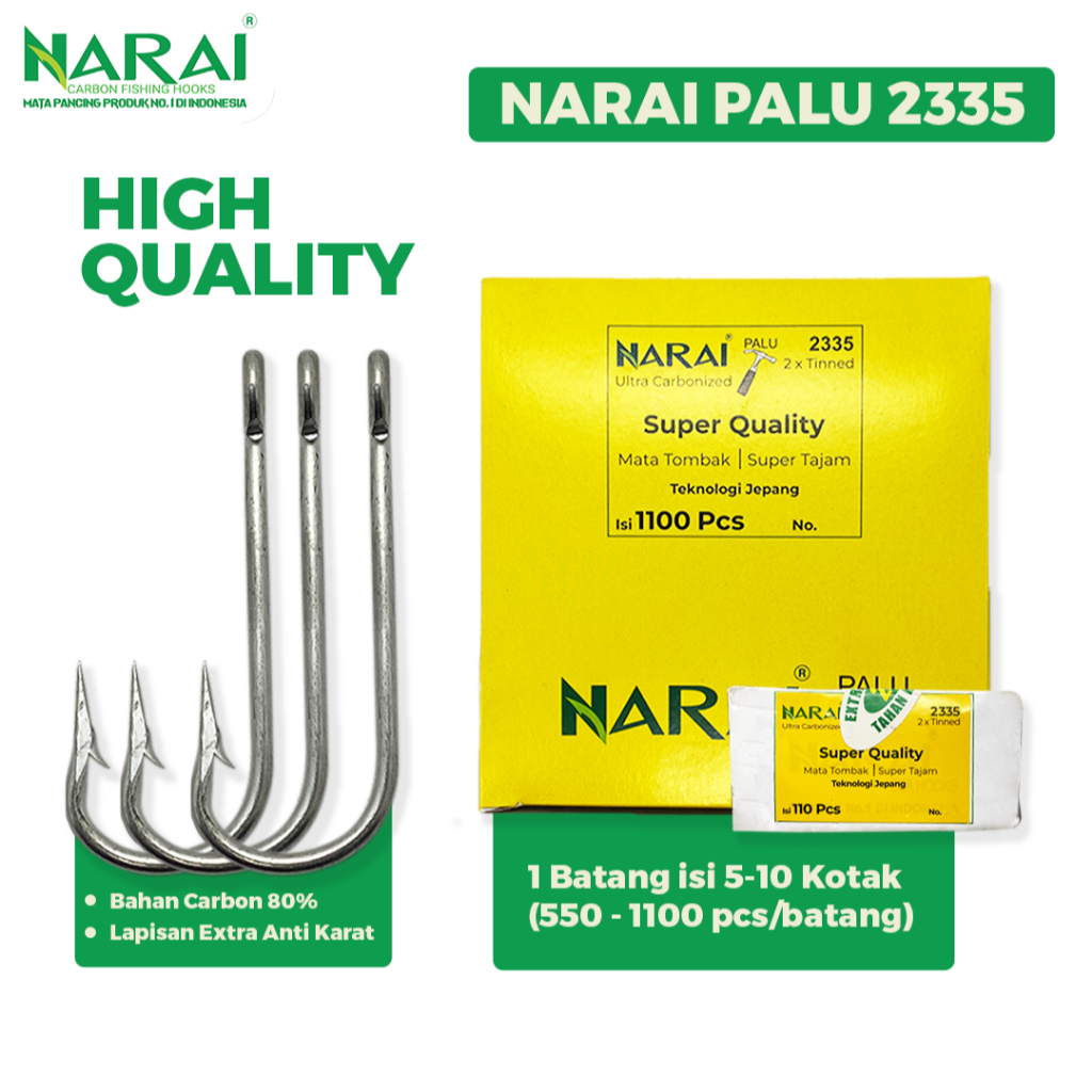 Mata Kail Pancing Hook Narai Palu 2335 No. 3, 4, 5, dan 6