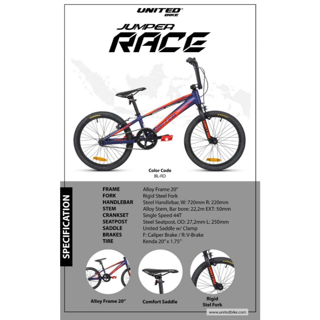 UNITED Sepeda BMX Jumper Race Alloy 20 Inch Frame Alloy