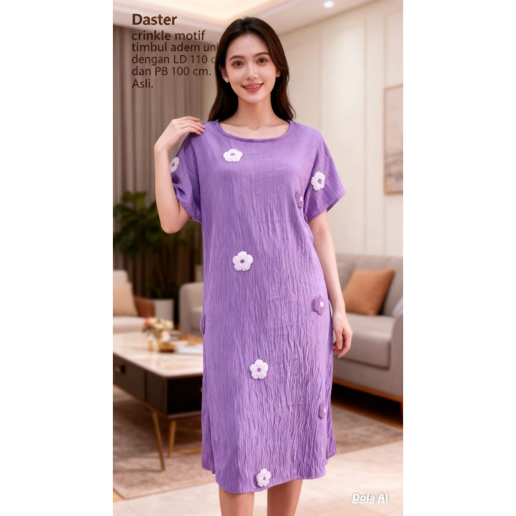 Daster crinkle motif timbul