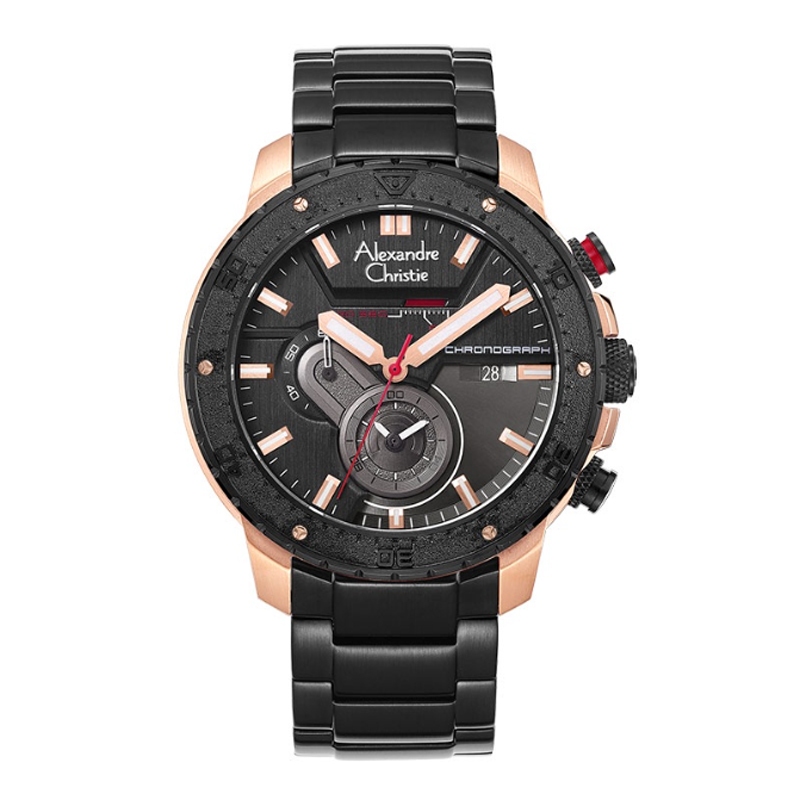 Alexandre Christie AC 6627 Rosegold Black Steel MCBBRBA Jam Tangan Pria Original
