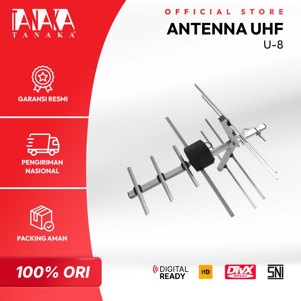 TANAKA Antenna Digital UHF U-8 Antena TV Outdoor Gain Tinggi Tahan Air Garansi Resmi 1 Tahun