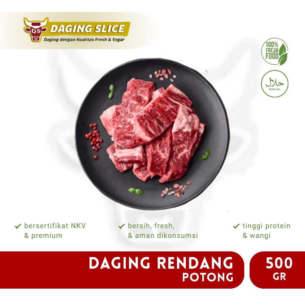 Daging Sapi Potong Rendang 500gr Premium Beef Bandung