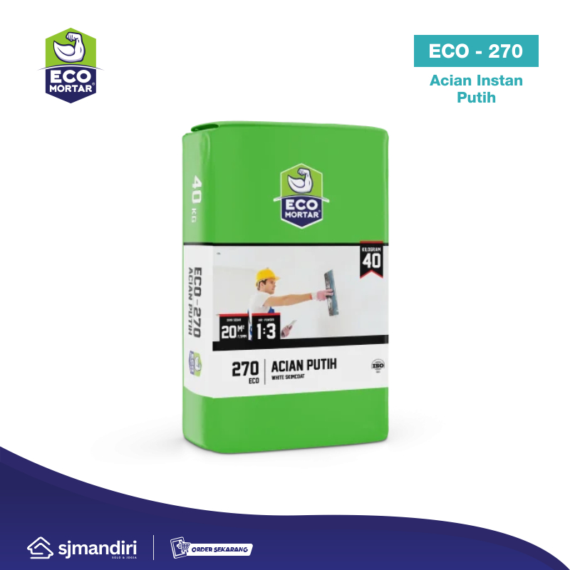 Eco Mortar Acian Instan Putih Eco 270 Mortar Instan Semen Instan Eco Mortar White Skimcoat