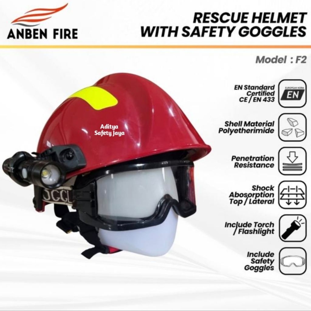 Safety Helmet Anben Fire F2 / Rescue Helmet Anben Fire F2 + Visor Anti Panas