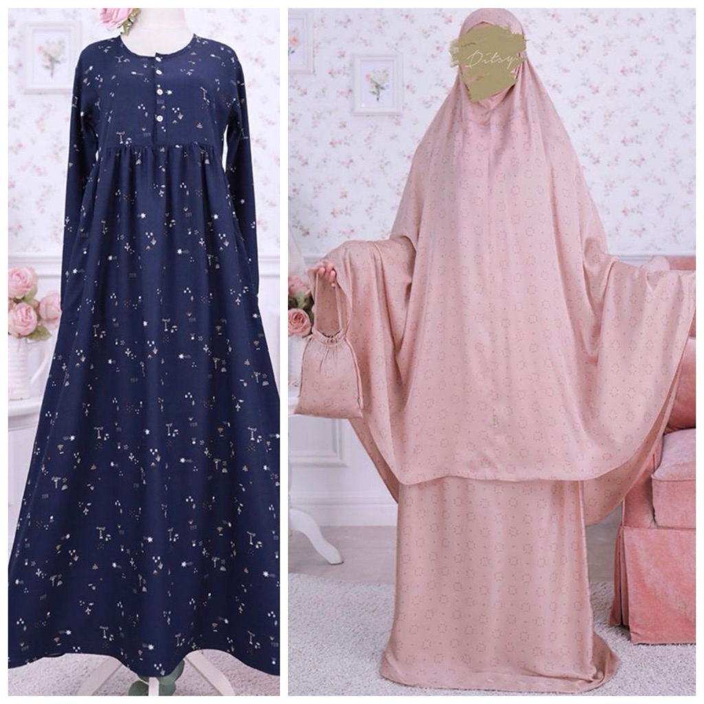 Reject Sale Maret 2026 - Isleen NavyRameea Blushing Peach Aaila Prayer Mat Blue S L by Ditsy Officia