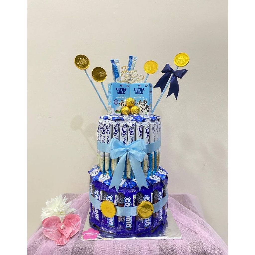 Snack tower ulang tahun tema biru