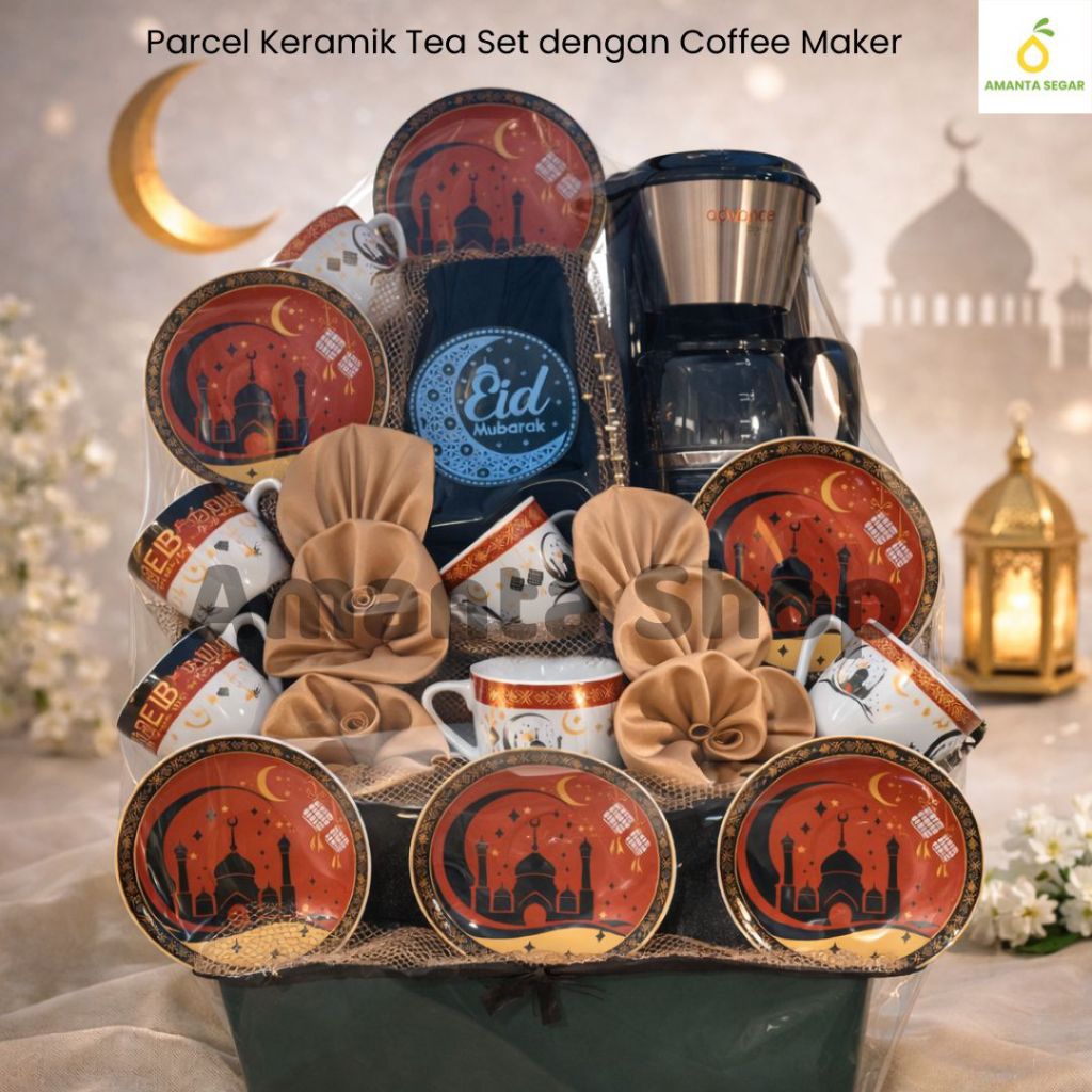 Parcel Keramik Tea Set Dengan Coffee Maker Aneka Motif Cantik