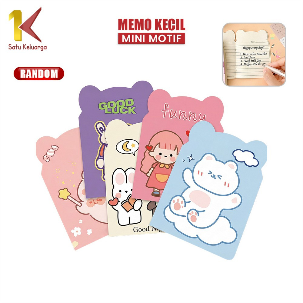 Satu Keluarga Buku Tulis Memo Kecil Mini Motif Karakter Kartun A40 Buku Catatan Kartun Berkuping Car