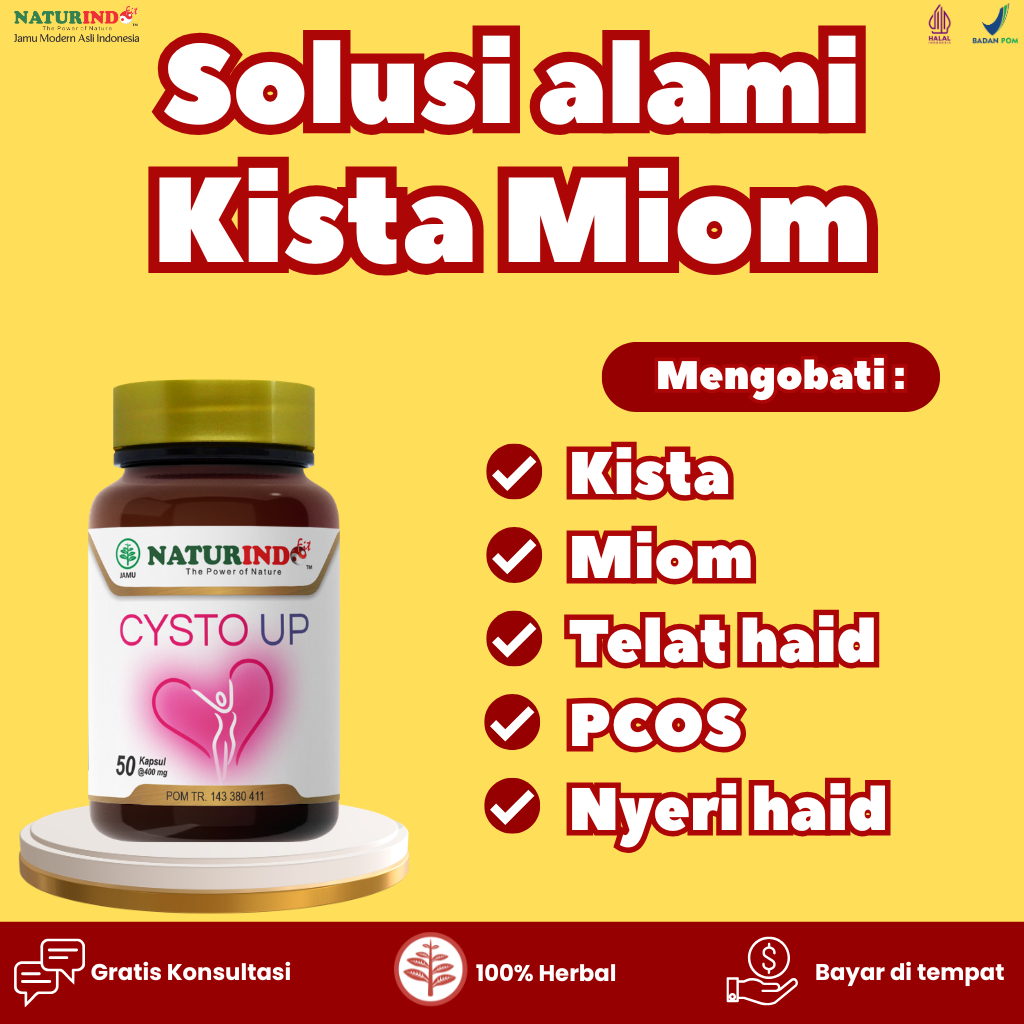 CYSTO UP NATURINDO - Obat Herbal Kista Miom PCOS Pelancar Haid & Benjolan Tanpa Operasi BPOM