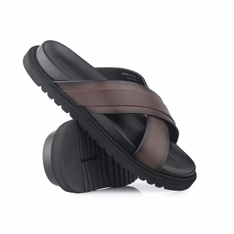 Gino Mariani Kaidon Coffee Sandal Kulit Pria