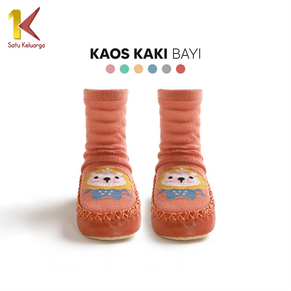 Satu Keluarga Prewalker Bayi Motif Binatang Bahan Katun P379 Baby Socks Shoes Sepatu Bayi Kaos Kaki 