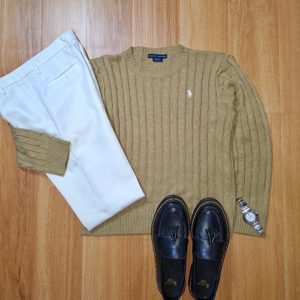 Cable Knit Brown Ralph Lauren Rajut Pria Wanit Cotton Original