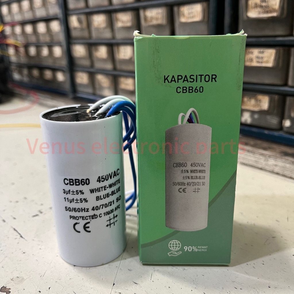 Kapasitor Mesin Cuci CBB60 450V 3+11uf