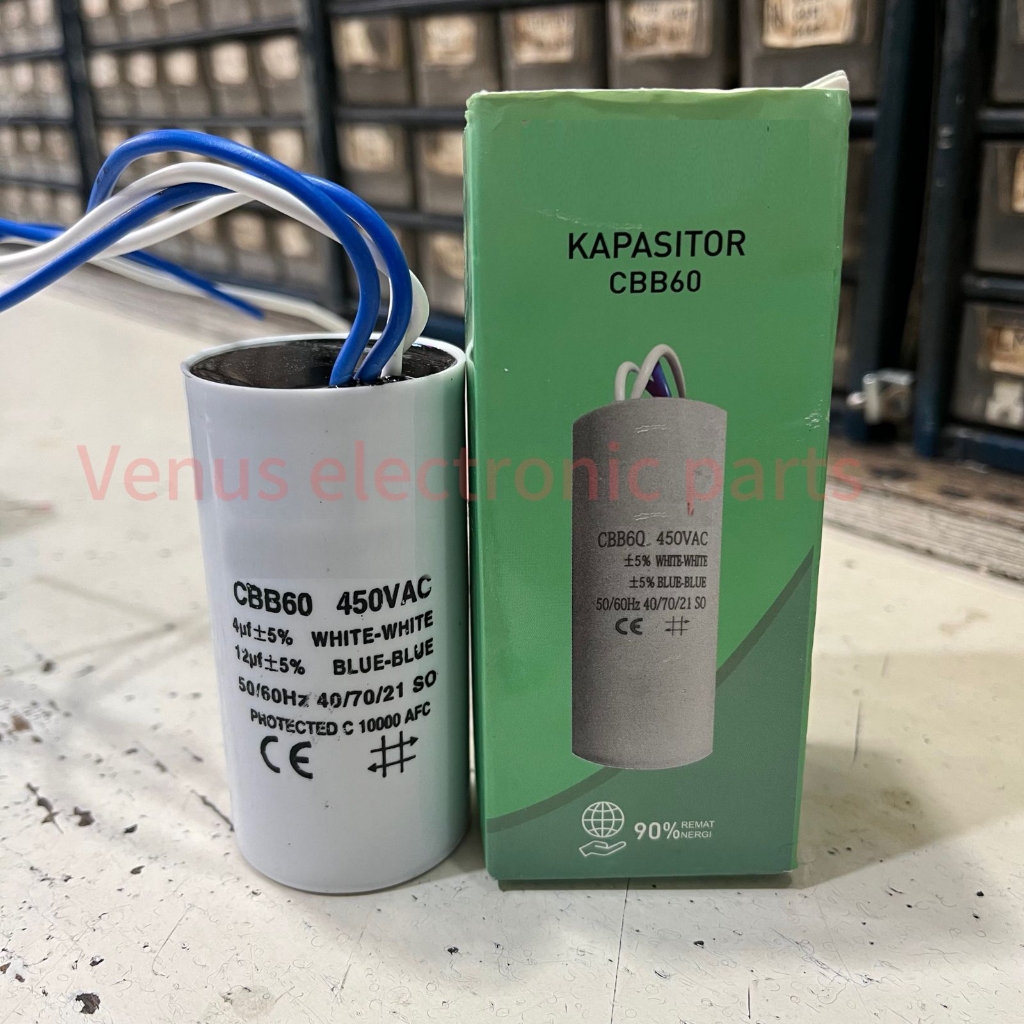 Kapasitor Mesin Cuci CBB60 450V 4+12uf