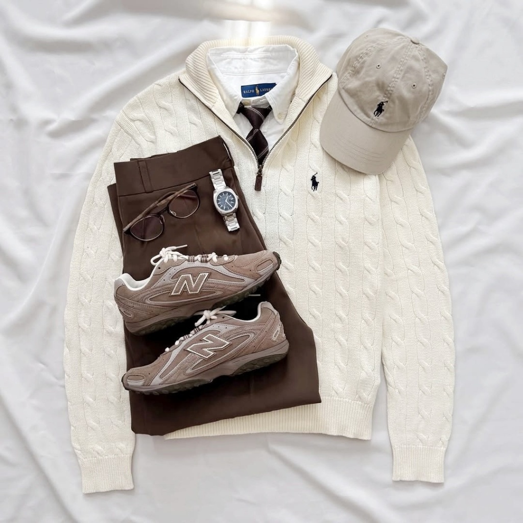 New Cable Knit Quarter Zip Sweater Cream White Ralph Lauren Pria Wanita Cotton Original