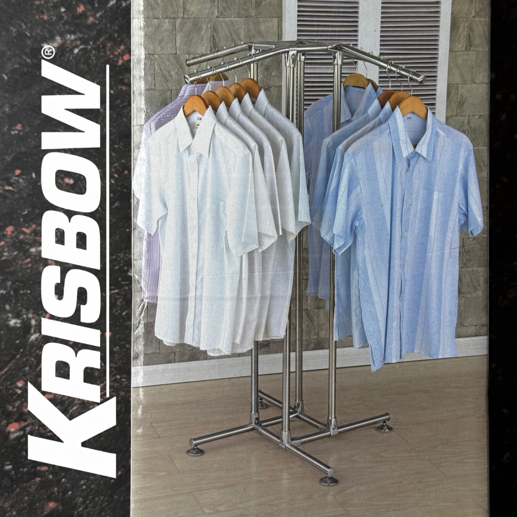 Krisbow Garment Display Rack 4 Arms | Rak Display Baju Toko 4 lengan | Belum Pernah Dirakit