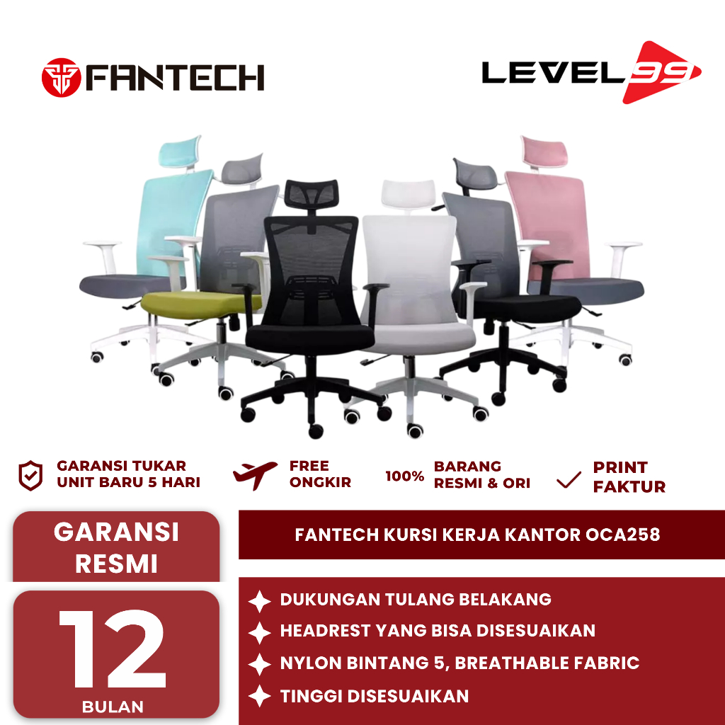 (KHUSUS INSTAN) Fantech OCA258 / OCA 258 / OCA-258 Kursi Kantor - OFFICE CHAIR FANTECH OCA258 / OCA2