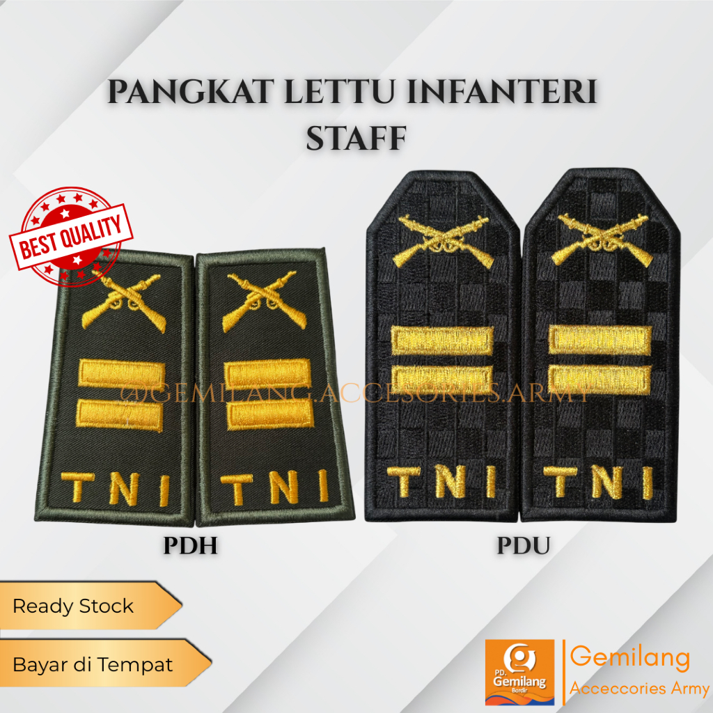 PANGKAT PDU & PDH LETTU INFANTERI Staff TNI AD | Pangkat PDU TNI | Pangkat PDH TNI | Ready Stock