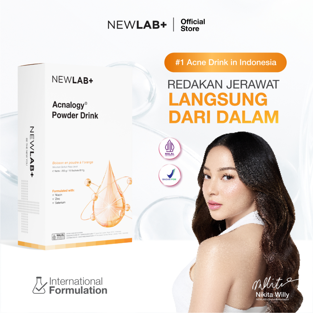 NEWLAB Acnalogy Powder Drink | Acne Drink | Minuman Obat Jerawat untuk Meredakan Bekas Jerawat dan F