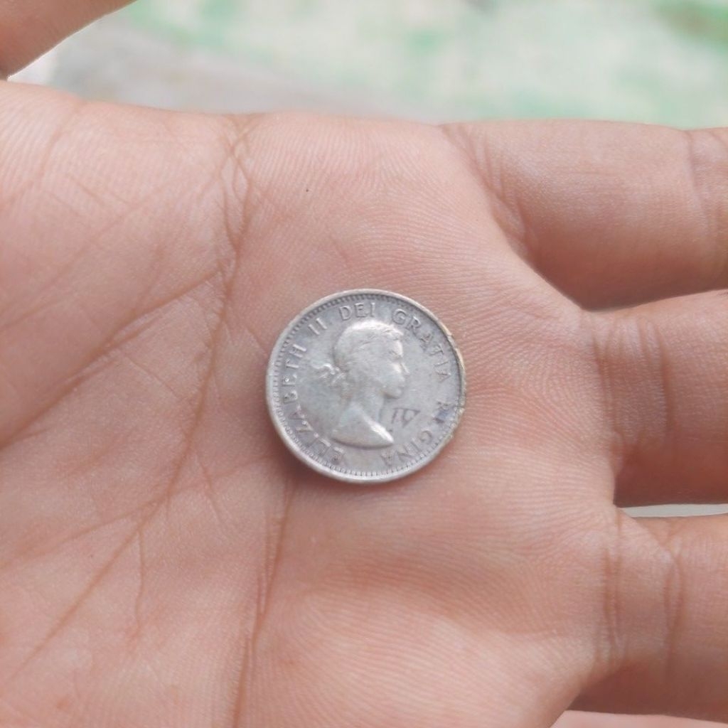 Koin perak tua. Canada tahun 1954. 10 cent.