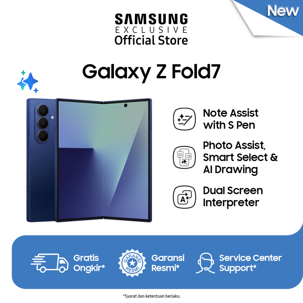 Samsung Galaxy Z Fold7 16GB/1TB Blue Shadow | Smartphone AI | Hp Lipat Tipis | Kamera 200MP