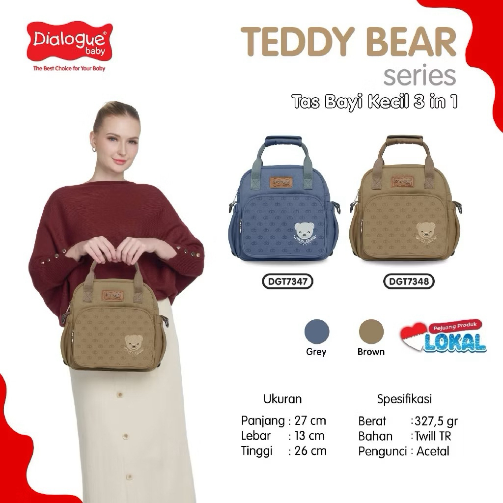 Dialogue Baby Tas Bayi Kecil Teddy Bear Series 3 in 1