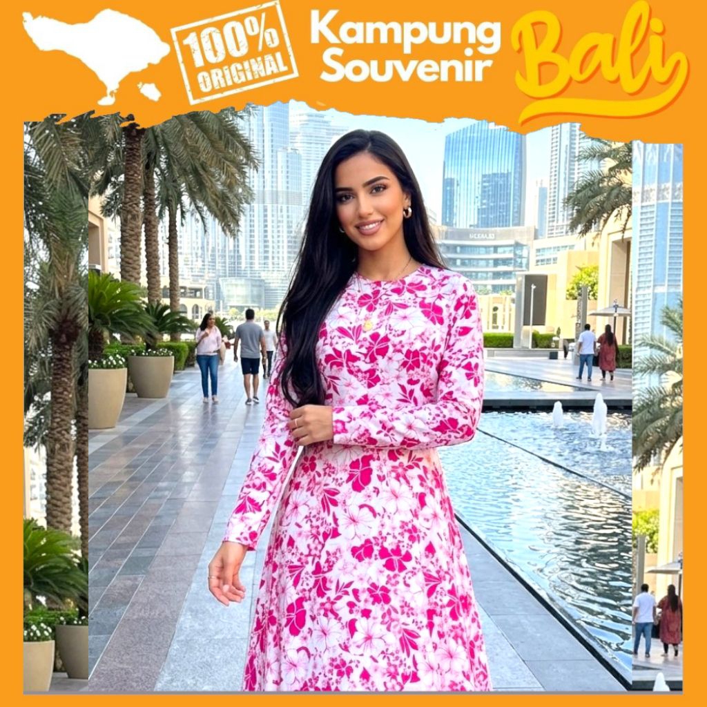 Gamis Rayon WARDAH Motif Bunga Adem Oleh Oleh Khas Bali Kampung Souvenir