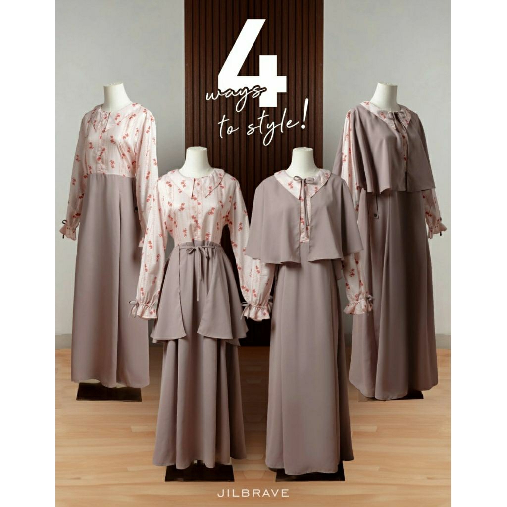 JENNA DRESS JILBRAVE Special Edition Motif Premium Raya Collection | 4 IN 1 Style Gamis Stylish deng
