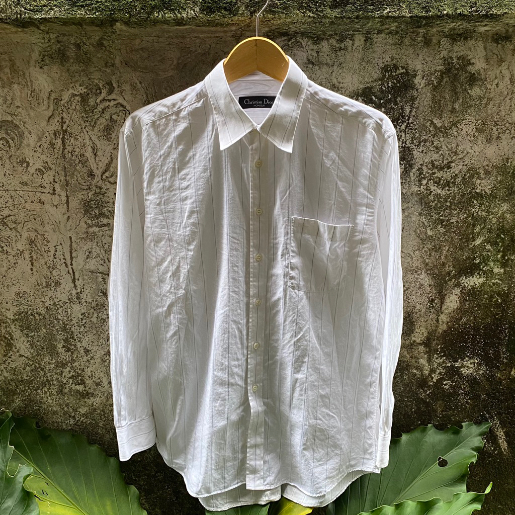 Vintage Christian Dior Monsieur Long Sleeve Shirt scnd prlvd original Kemeja Putih Garis