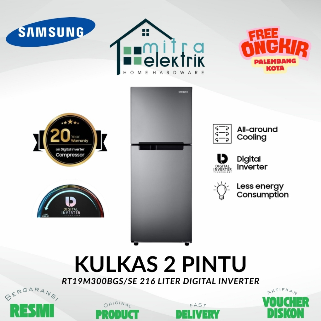 Kulkas SAMSUNG RT19M300BGS/SE 2 Pintu 216 Liter Digital Inverter