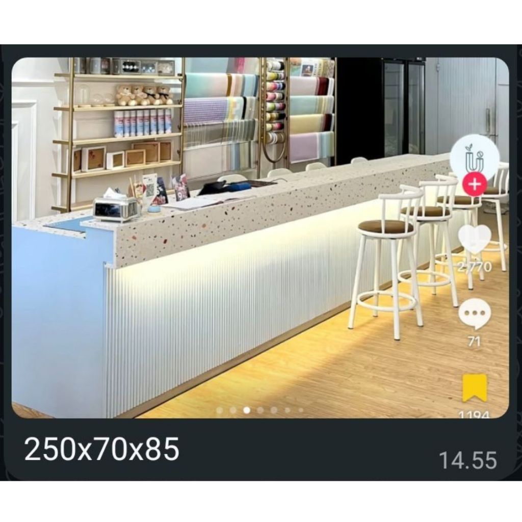 Meja Resepsionis Custom HPL Putih Doff